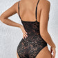 Perfee Lace Plunge Spaghetti Strap Bodysuit