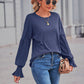 Round Neck Flounce Sleeve Blouse