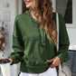 Exposed Seam Half Button Long Sleeve Sweatshirt