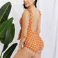 Marina West Swim Full Size Float On Ruffle Faux Wrap One-Piece in Terracotta