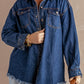 Button Up Pocketed Raw Hem Denim Jacket