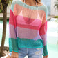 Color Block Openwork Boat Neck Cover Up