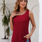 Double Layer Mesh Scoop Neck Wide Strap Tank