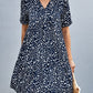 Ditsy Floral Empire Waist Plunge Short Sleeve Dress