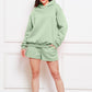 Drop Shoulder Long Sleeve Hoodie and Shorts Set