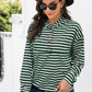 Striped Half-Button Dropped Shoulder Hoodie