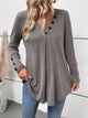 Perfee V-Neck Long Sleeve T-Shirt Gray