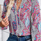 Printed Notched Long Sleeve Shirt