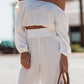 Off Shoulder Long Sleeve Top and Pants Set