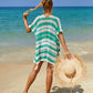 Tassel Openwork Striped V-Neck Cover Up