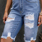 Distressed Frayed Hem Denim Bermuda Shorts