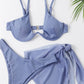 Ribbed High Cut Three-Piece Swim Set