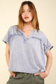 VERY J Nochted Short Sleeve Washed T-Shirt Denim