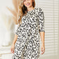 Celeste Full Size Leopard Three-Quarter Sleeve Dress with Pockets