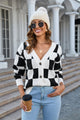 Angel Wings Button-Up V-Neck Dropped Shoulder Cardigan Black