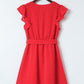 Polka Dot Surplice Neck Tie Waist Dress