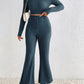 Ribbed Mock Neck Cropped Sweater & High Waist Pants Set