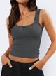 Lace Detail Square Neck Tank Dark Gray