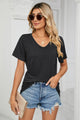 Short Sleeve V-Neck T-Shirt Black