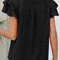 Full Size Ruffled V-Neck Cap Sleeve Blouse