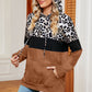 Leopard Drawstring Hoodie with Pocket