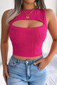 Cutout Sleeveless Knit Top Hot Pink