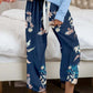 Round Neck Top and Printed Pants Lounge Set