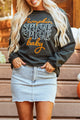 Letter Graphic Round Neck Long Sleeve Sweatshirt Dark Gray