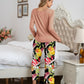 Round Neck Top and Printed Pants Lounge Set