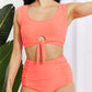 Marina West Swim Sanibel Crop Swim Top and Ruched Bottoms Set in Coral