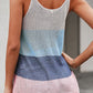 Shiny Color Block Scoop Neck Knit Tank