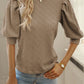 Textured Mock Neck Lantern Sleeve Blouse