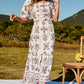 Floral Ruched Puff Sleeve Tiered Maxi Dress