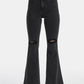 BAYEAS Full Size High Waist Distressed Raw Hem Flare Jeans