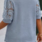 Plus Size Openwork Round Neck Half Sleeve Blouse