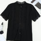 Lace Detail Button Up Short Sleeve Shirt