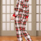 Plaid Round Neck Top and Pants Set