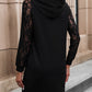 Lace Trim Long Sleeve Hooded Dress