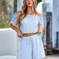 Full Size Off-Shoulder Short Sleeve Top and Tied Shorts Set