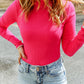 High Neck Long Sleeve Ribbed Top