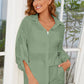 Button Up Long Sleeve Top and Shorts Set