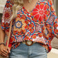 Printed V-Neck Half Sleeve Blouse