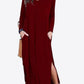 Split Long Sleeve V-Neck Maxi Dress