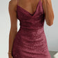 Cowl Neck Contrast Sequin Sleeveless Mini Dress