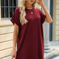 Round Neck Rolled Short Sleeve Tee Dress