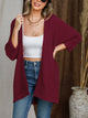 Striped Open Front Knit Cardigan Burgundy
