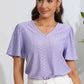 Eyelet V-Neck Flutter Sleeve Top