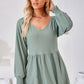 V-Neck Lantern Sleeve Blouse