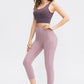 Wide Waistband Cropped Active Leggings with Pockets