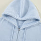 Drawstring Zip Up Long Sleeve Hoodie